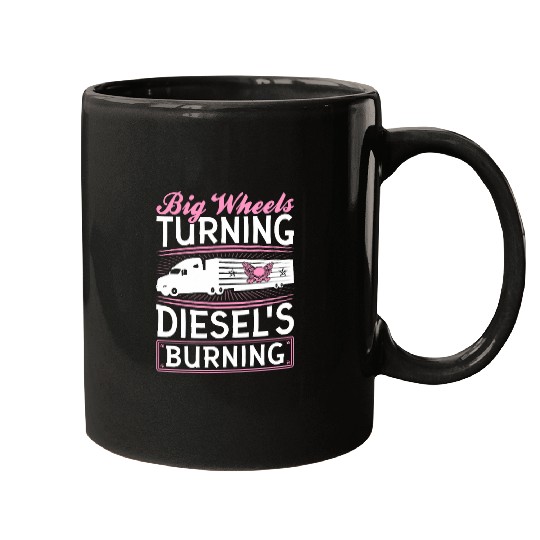 Truck Fun Big Wheels Turning Women Diesel Truck Driver Female Trucker Mugs