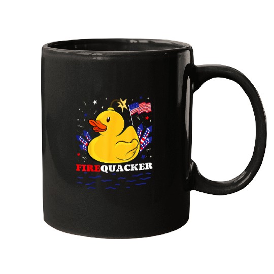 Duck Pet 4th July Patriotic Firecracker Rubber Duck Firequacker Mugs