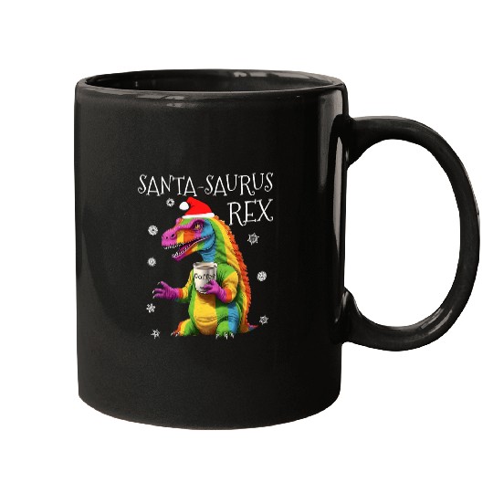 Coffee Fun SantaSaurus rexs Funny Rainbow Dinosaur Coffee Christmas Mugs