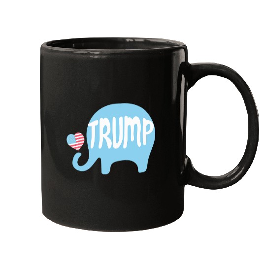 Elephant Pet Cute Trump Proud American Flag Elephant Design Mugs
