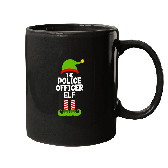 Police Job Funny The Police Officer Elf Christmas Matching Party Cop Mugs