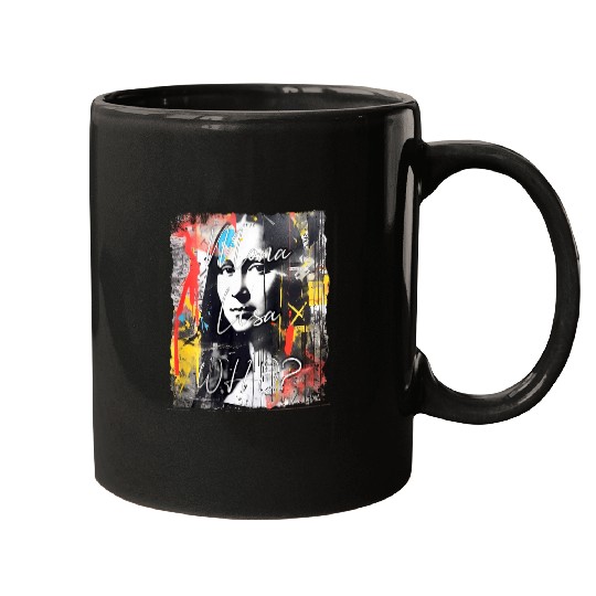 Abstract graffiti art Leonardo da Vinci art Mona Lisa Mugs
