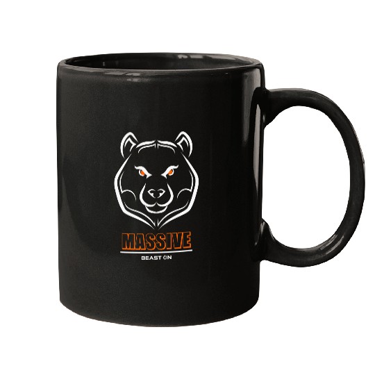 Bear Pet Bear Head Solid Orange Gym Workout Fitness Training Gains Mugs
