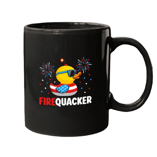 Duck Pet 4th of July Duck Firequacker Patriotic Fourth of July Funny Mugs