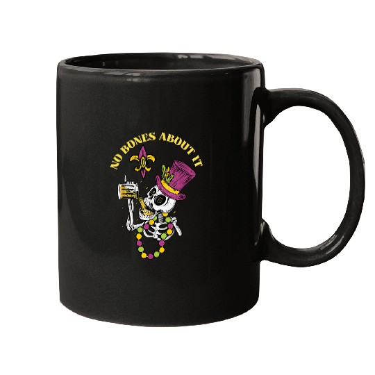 Beer Fun Mardi Gras No Bones About It Cajun Beer Drinking Skeleton Mugs