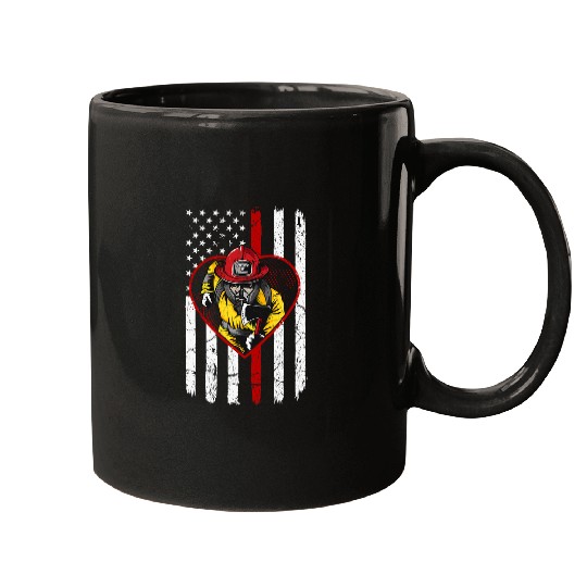 Firefighter Job Red Line American Flag Cool Firefighter Plus Size 3 Mugs