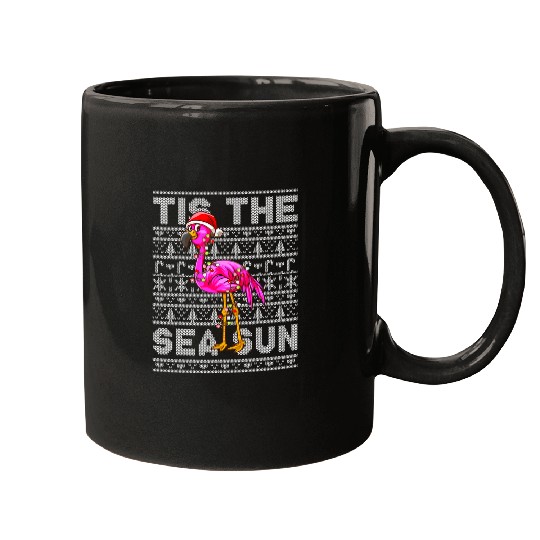 Flamingo Pet Tis The Sea Sun Christmas Pink Flamingo Men Kids Youth Mugs