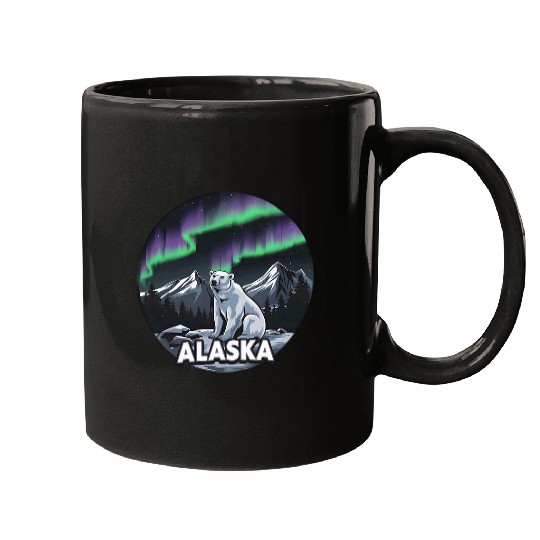 Bear Pet Alaska Northern Lights Alaskan Bear Aurora Borealis Wildlife Mugs