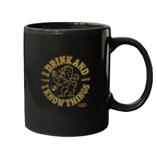 Lion Pet Game Of Thrones I Drink And Know Things Lion Logo Mugs