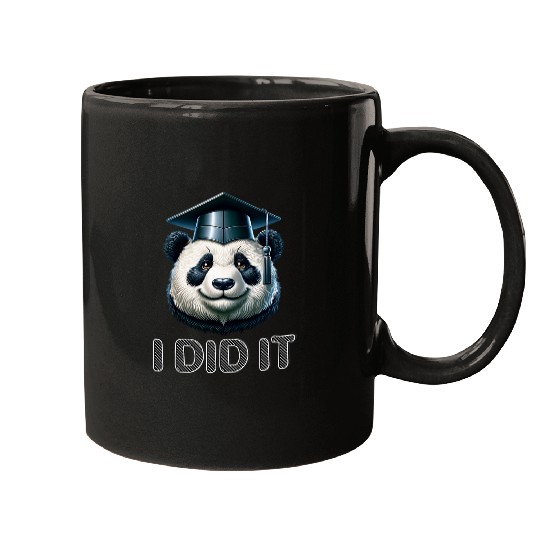 Panda Pet I Did It Panda wear Graduation Cap Diploma Graduated Mugs