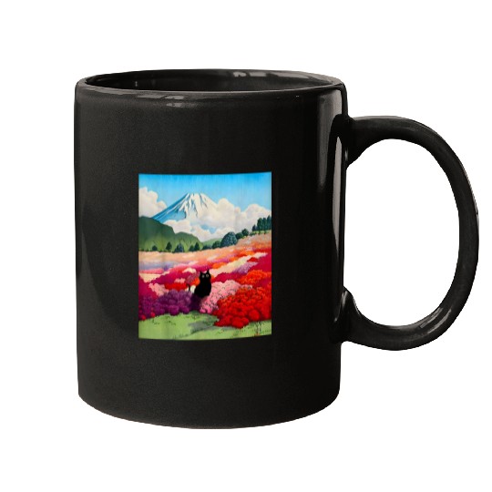 black cats Mount Fuji from an Azalea Garden Mugs