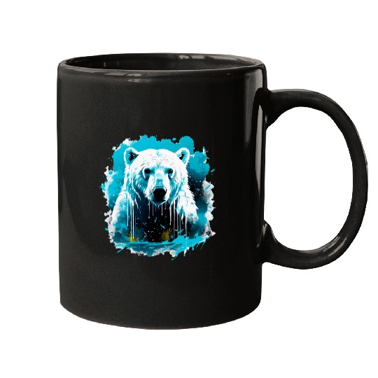 Bear Pet bear polar arctic animal head in a glacial Mugs