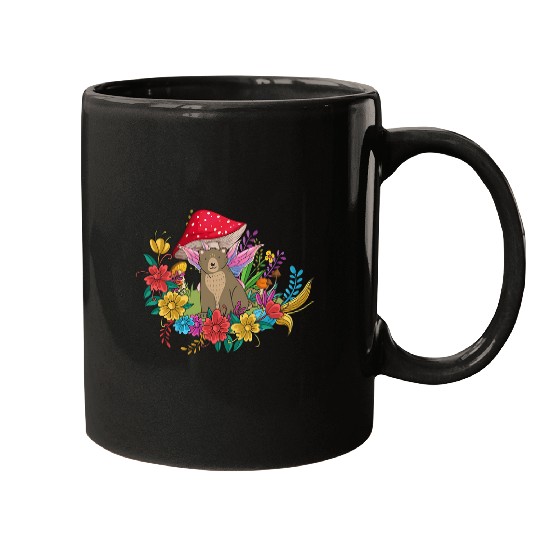 Bear Pet bear mushroom flower naturecore cottagecore Mugs
