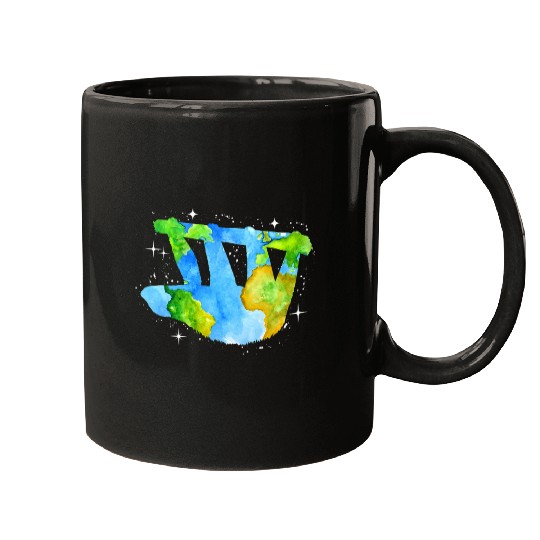 Sloth Pet Earth Day Sloth Silhouette Watercolor Art Planet Mugs