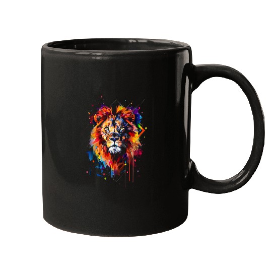 Lion Pet Geometric Lion Watercolor Mugs