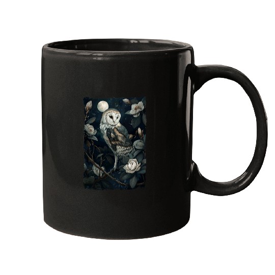 Owl Pet Moonlight Owl Floral Fantasy Dark Gothic Mugs
