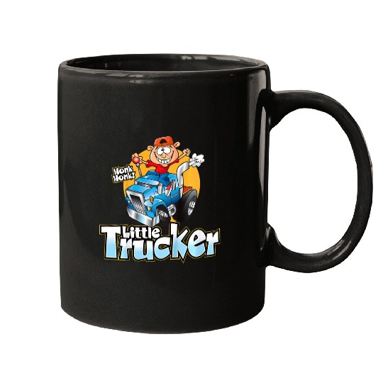 Kids Little Boys Little Trucker Semi Truck Driver Kids Mugs
