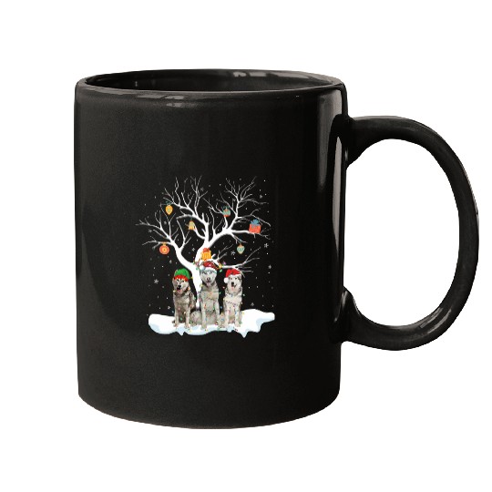 Alaskan Malamute Christmas Lights Santa Elf Reindeer Dog Lov Mugs