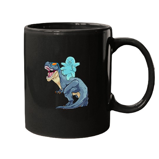 Bear Pet Tardigrade Riding A Dinosaur T Rexs Funny Water Bear Science Mugs