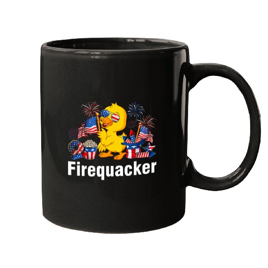 Duck Pet Fourth of July USA Patriotic Firequacker Rubber Duck Funny Mugs