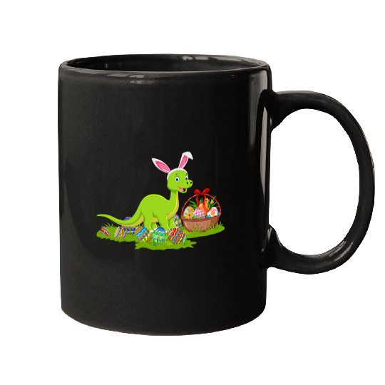 Funny Easter Egg Hunting Bunny Brontosaurus Dinosaur Easter Mugs