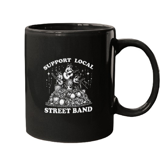 Raccoon Pet Funny Support Local Raccoon Music Band Guitar Mugs