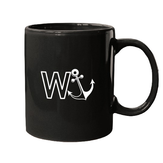 Funny W anchor Funny Sailing Boating Mugs