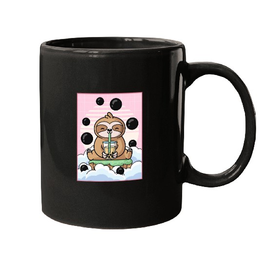 Sloth Pet Kawaii Sloth Bubble Boba Milk Tea Japanese Aesthetic Mugs
