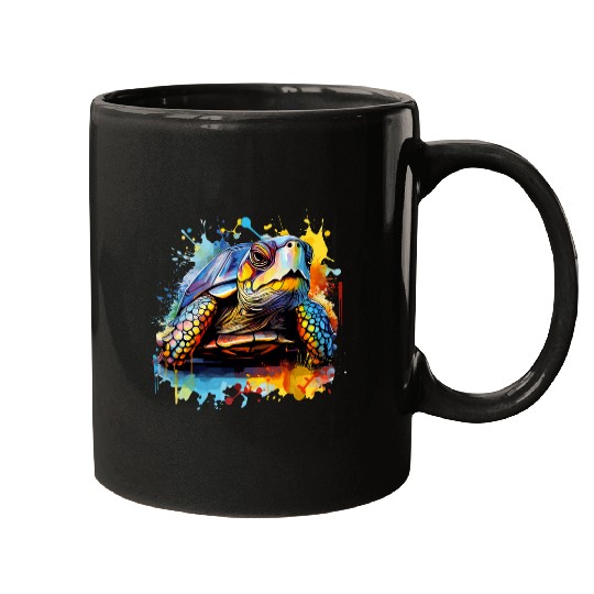 Turtle Pet Colorful Splash Art Eastern Box Turtle Lover Mugs