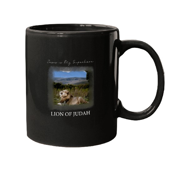 Lion Pet Jesus is my Superhero Lion of Judah Mugs