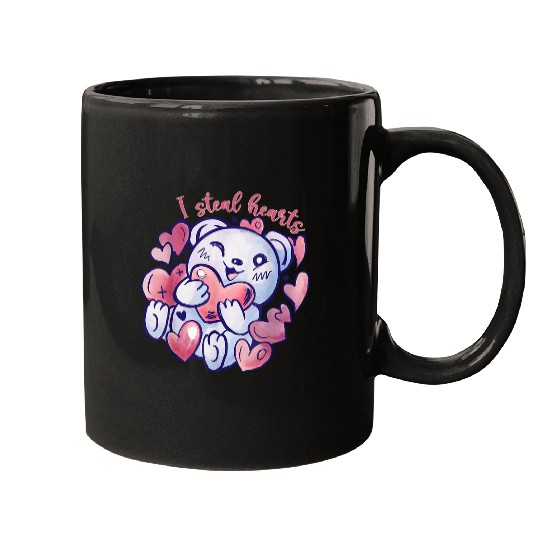 Bear Pet Valentines Day Kids I Steal Hearts Cute Bear Baby Boy Mugs