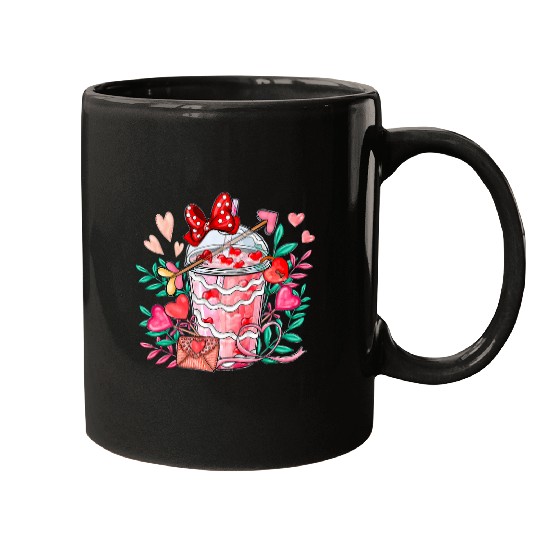 Coffee Fun Valentines Day Pink Coffee Cups Latte Iced Cream Chocolate Mugs