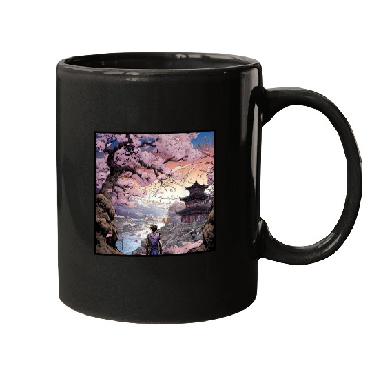 Garden of Petals A Scenic Cherry Blossom Adventure in Comics Mugs