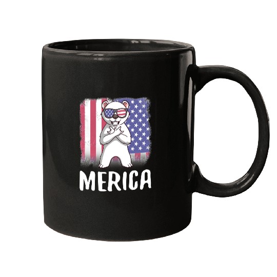 Bear Pet Merica Polar Bear USA American Flag 225 forest Mugs