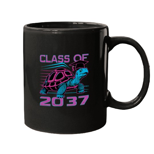 Turtle Pet Class of 2037 Turtle Retro 80s Graduation Mugs