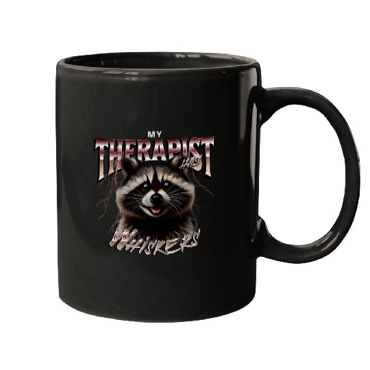 Raccoon Pet Bootleg Rap Style My Therapist Has Whiskers Mugs