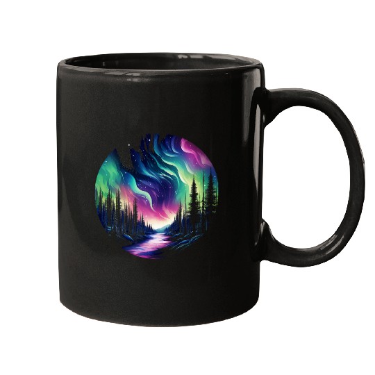 Aurora Borealis Night Sky Northern Lights 2 Mugs