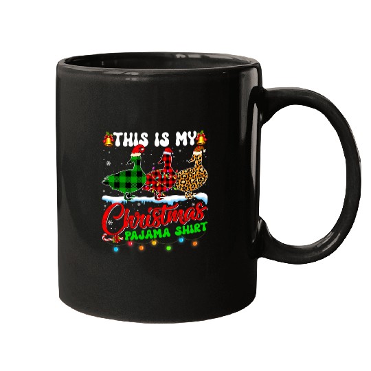 Duck Pet This Is My Christmas Pajama xmass Santa Hat Mugs