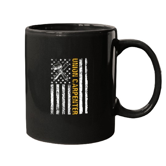American Flag Patriotic Union Carpenter Labor Day Carpentry Mugs