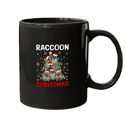 Raccoon Pet Christmas Tree Pajama Matching Costume Mugs