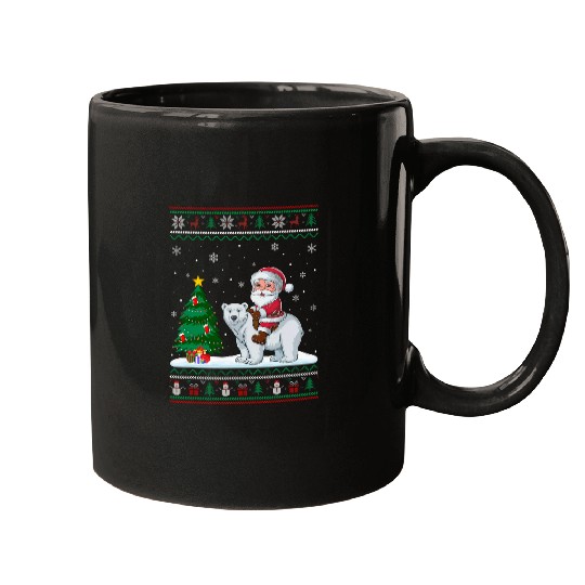 Bear Pet Ugly Christmas Tree Lights xmass Santa Riding Polar Bear Mugs