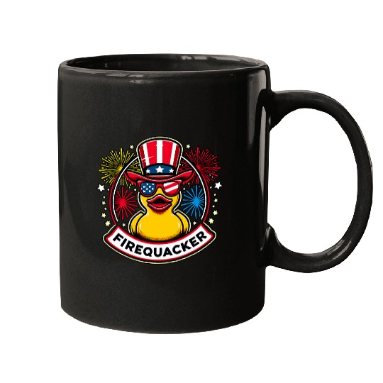 Duck Pet Firequacker 4th of July Rubber Duck USA Flag Mugs