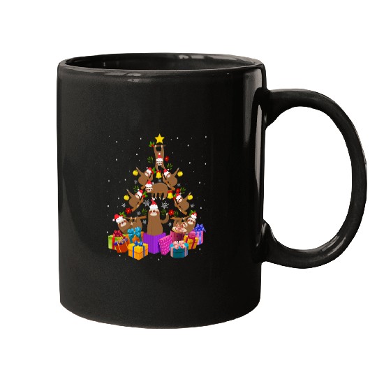 Sloth Pet christmas tree lights santa hat sloth xmas Mugs