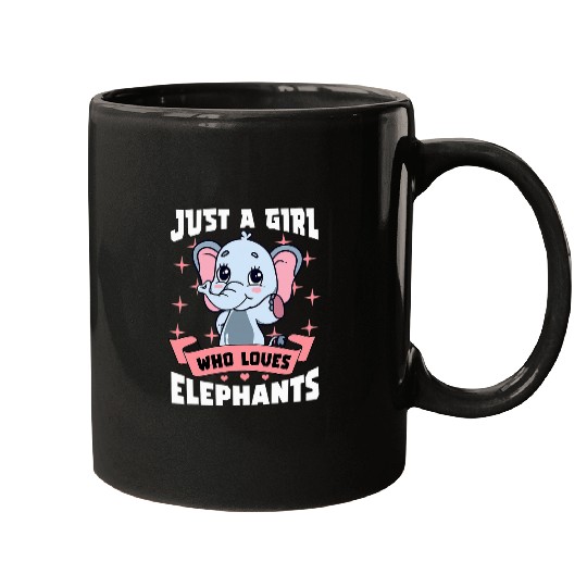 Elephant Pet JUST A GIRL WHO LOVES ELEPHANTS CUTE GIRLS WOMENS GRAPHIC Mugs