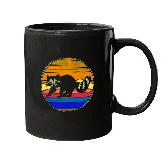 Raccoon Pet trash panda Retro Sunset Funny Animal Lover Gifts Mugs