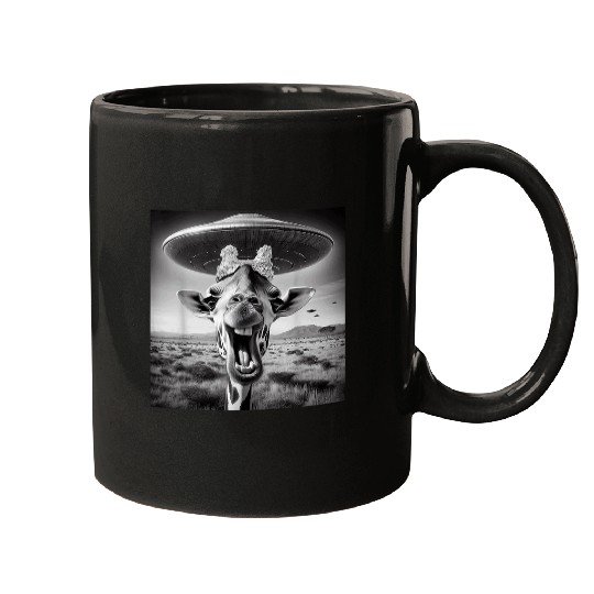 Giraffe Pet With Tin Foil Hat Funny UFO Encounter Alien Meme Mugs