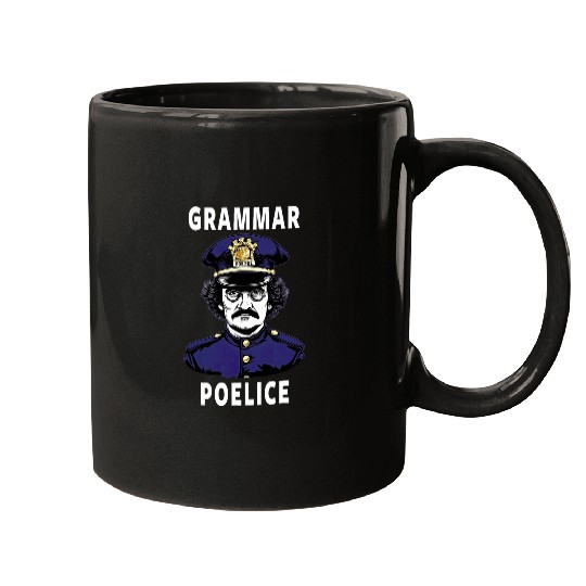Grammar Police Officer Gift Funny Edgar Allan Poe Mugs