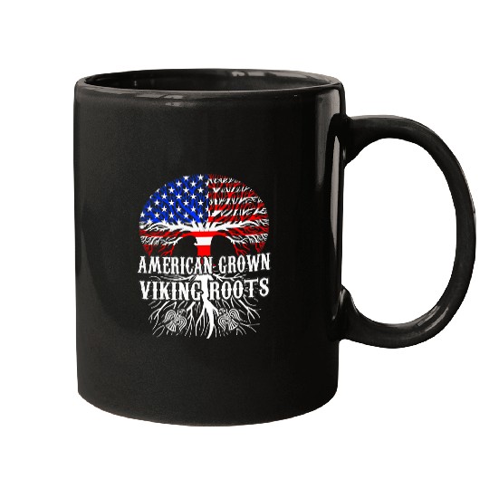 AMERICAN GROWN VIKING ROOTS American Flag Tree Mugs