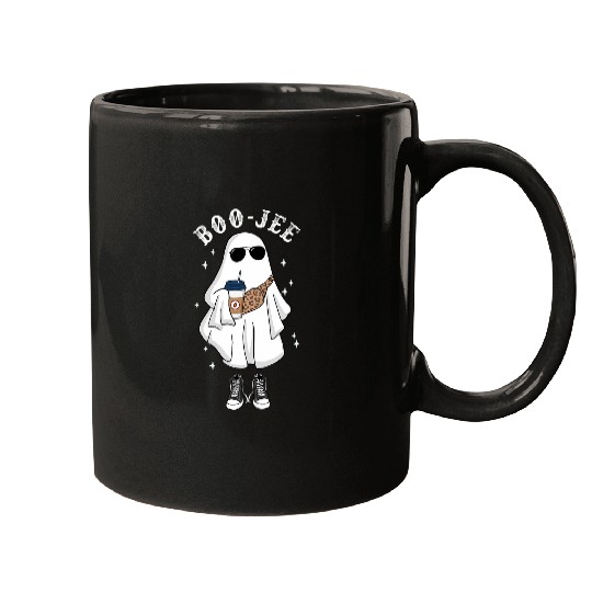 Coffee Fun Spooky Season Cute ghosts Halloween Boo Jee Coffee Leopard Mugs