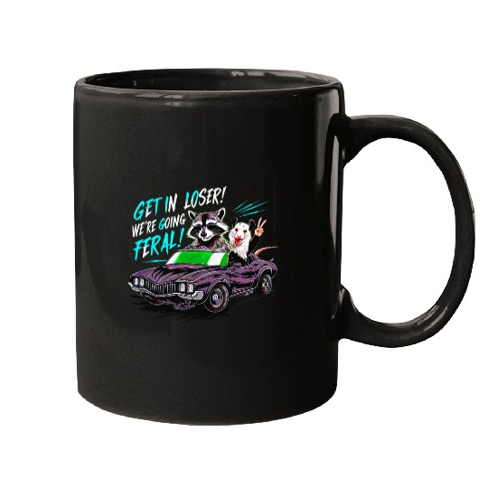 Raccoon Pet Get In Loser Going Feral Raccoon Opossum Summer Driving 4 Mugs
